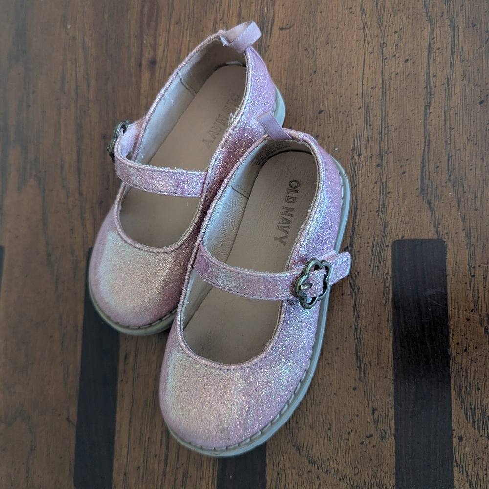 Old Navy Sparkly Pink Toddler Mary Janes Size 7